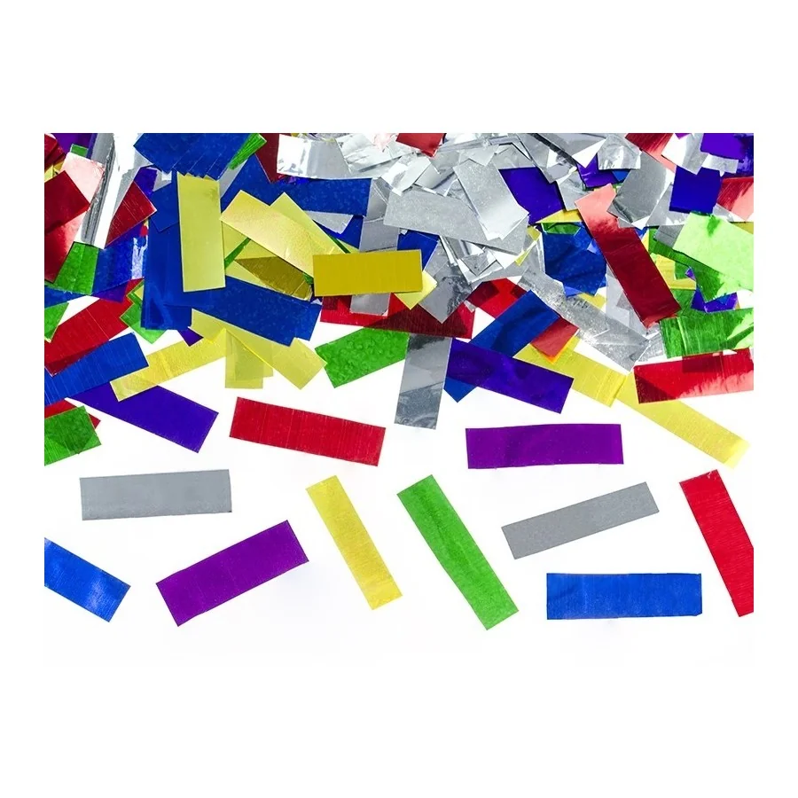 Confettis rectangulaires multi-couleur et métalique (canon 60 cm)