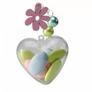 5 boîtes à dragées transparent en forme de coeur deco couleur