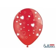 Ballon 30 cm rouge avec des coeurs