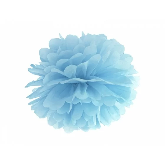 Pompon en papier de soie bleu 35 cm