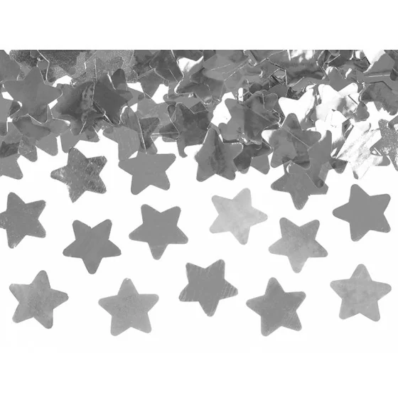Canon à confettis étoile argent 40 cm contenant