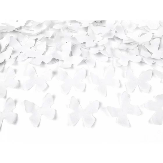 Canon à confettis papillon blanc 60 cm contenant