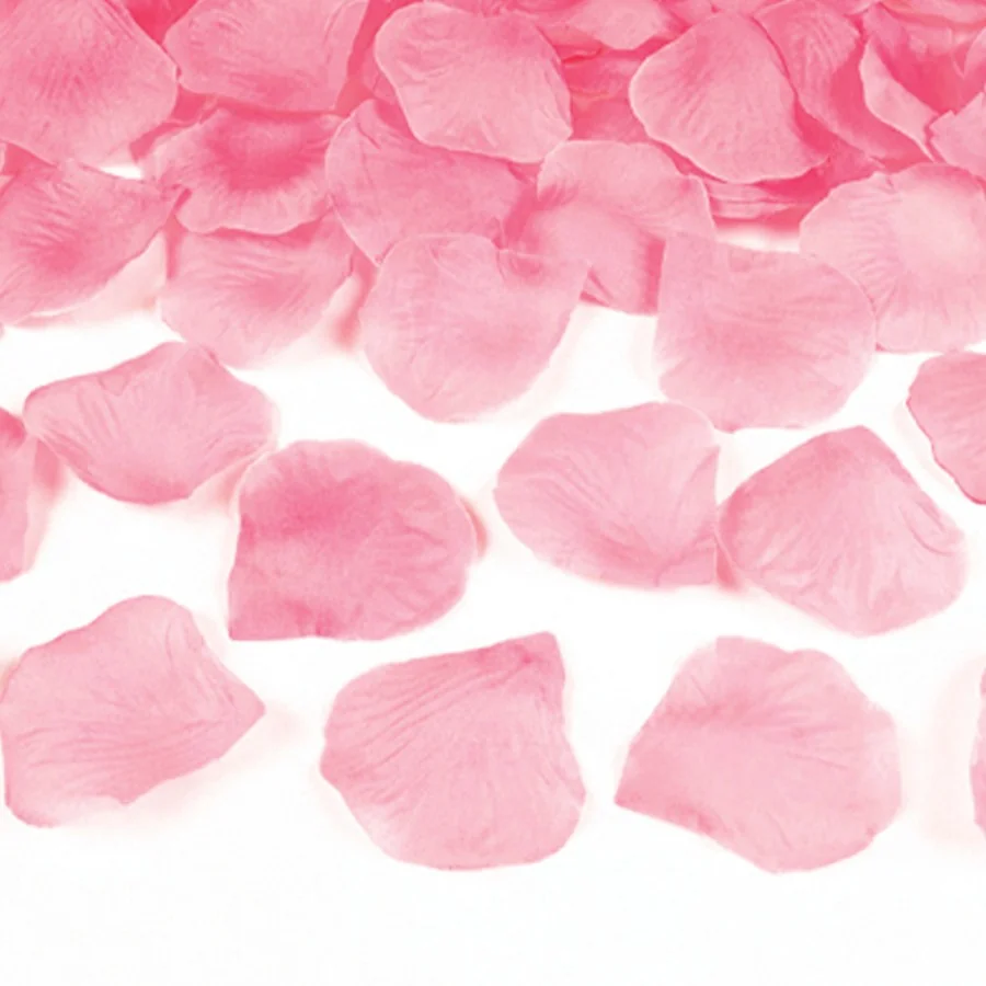 100 pétales de rose en tissu rose clair