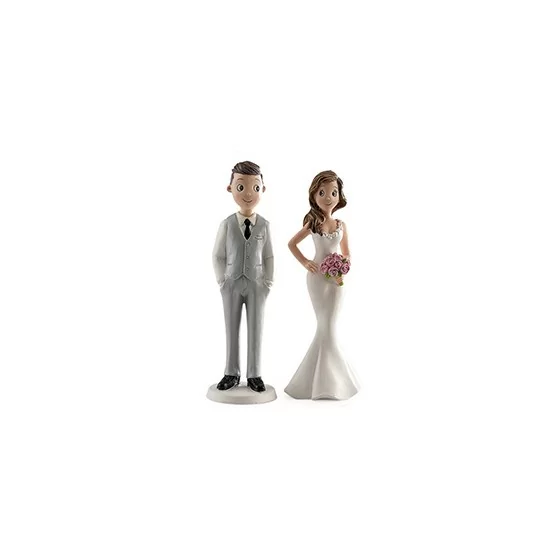 Figurine couple marié costume gris