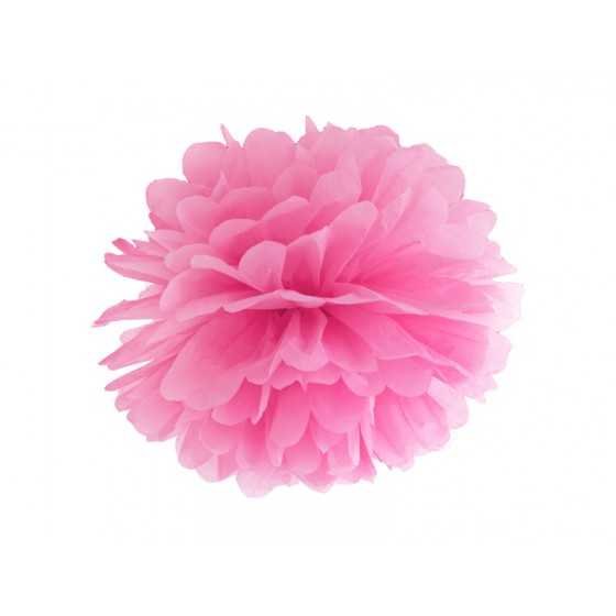 Pompon en papier de soie rose 25 cm