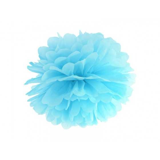 Pompon en papier de soie bleu ciel 25 cm