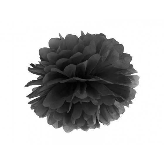 Pompon en papier de soie noir 25 cm