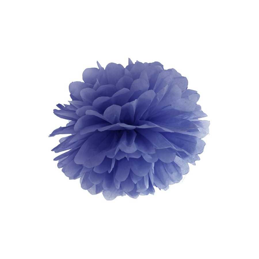 Pompon en papier de soie bleu marine 25 cm