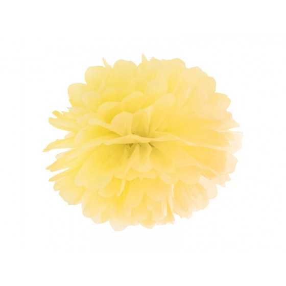 Pompon en papier de soie jaune 25 cm