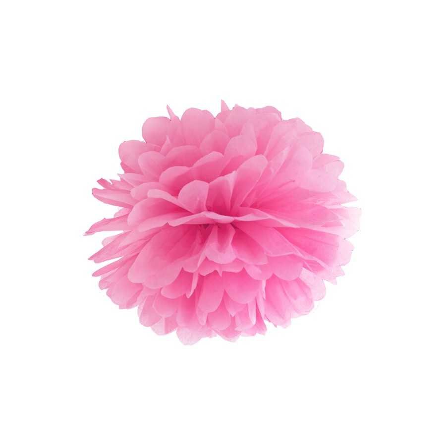 Pompon en papier de soie rose 35 cm