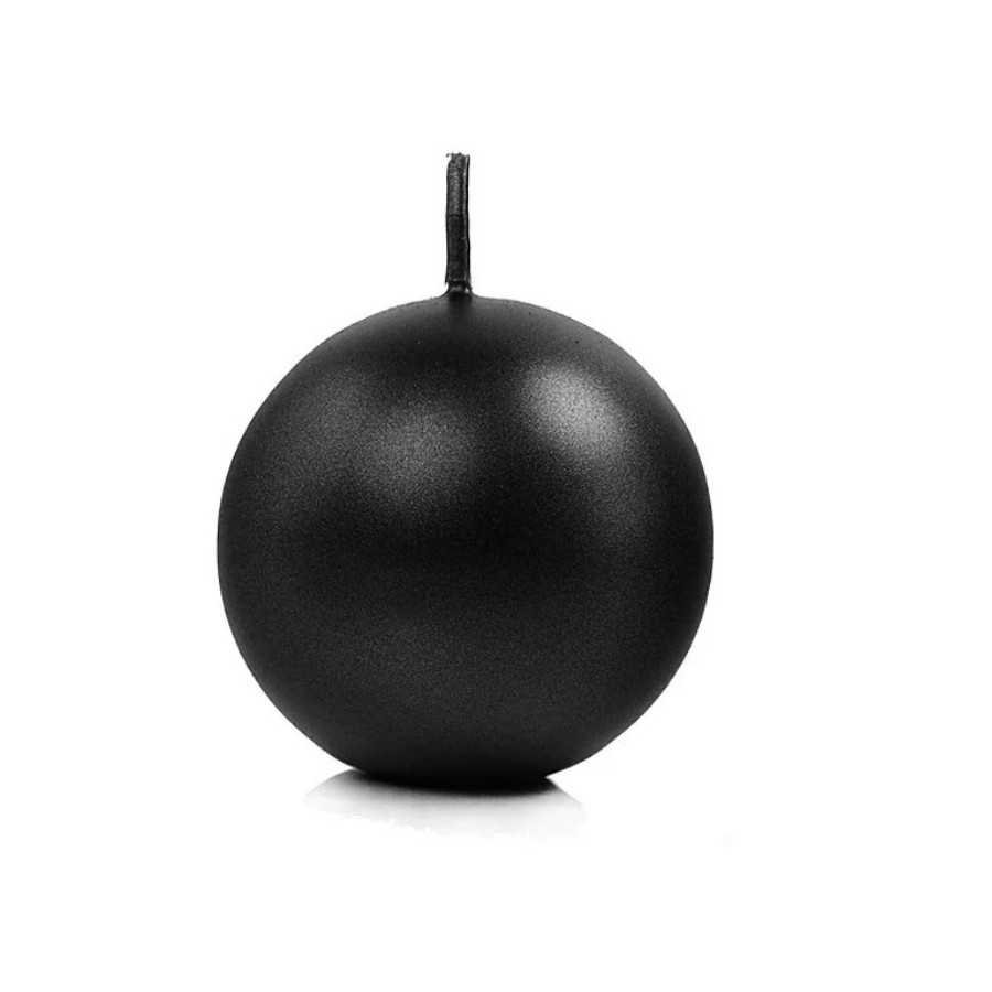 Bougie sphère noir métallique 8 cm