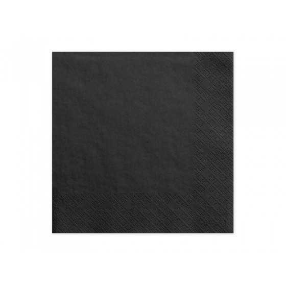 20 serviettes noirs 33 cm