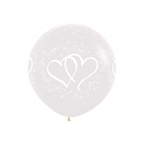 Ballon 90 cm transparent double coeur