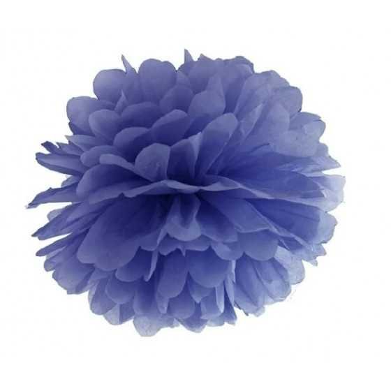 Pompon en papier de soie bleu marine 35 cm
