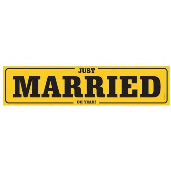 Plaque d'immatriculation "Just married" jaune et noir