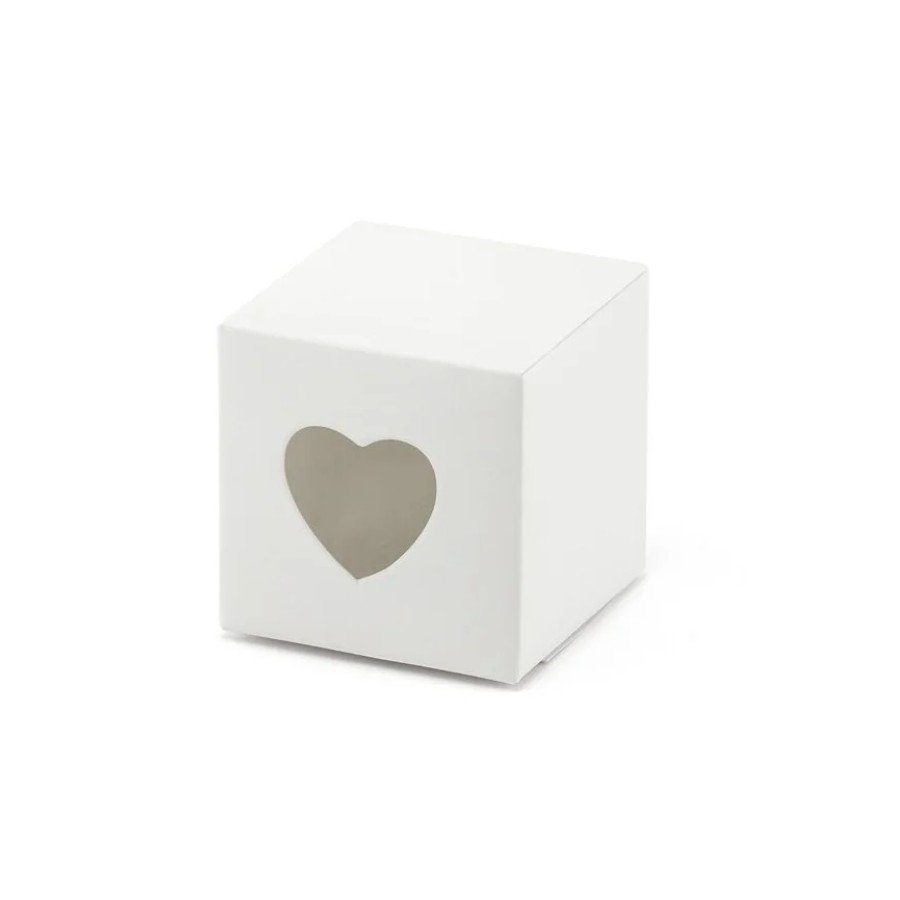 10 boîtes à dragées avec un coeur transparent
