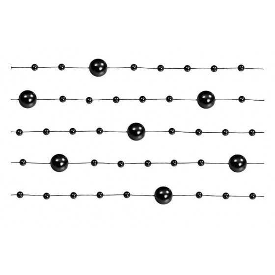 5 guirlandes de 1 m noir de perles