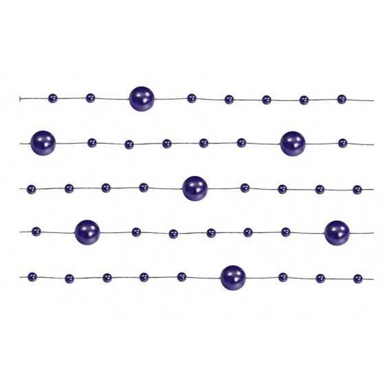 5 guirlandes de 1 m violet de perles