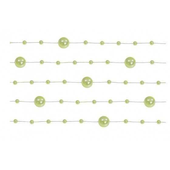 5 guirlandes de 1 m vert olive de perles
