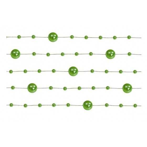 5 guirlandes de 1 m vert de perles
