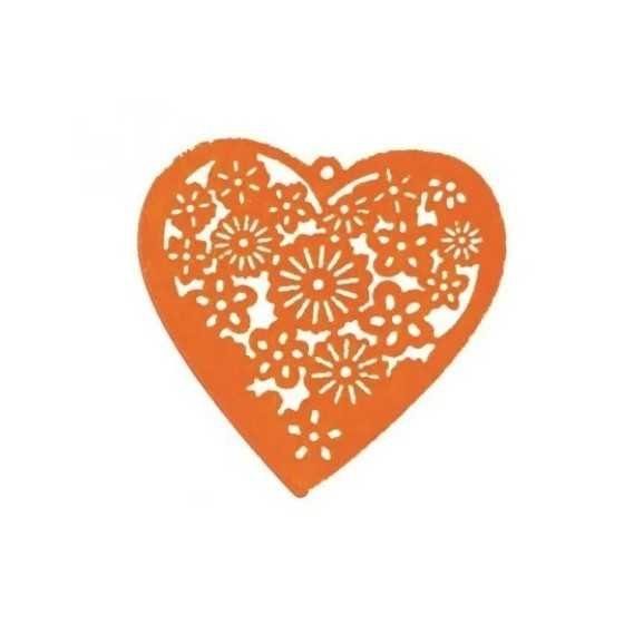 10 coeur en bois orange découpé au laser
