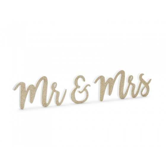 Mr & Mrs en bois or