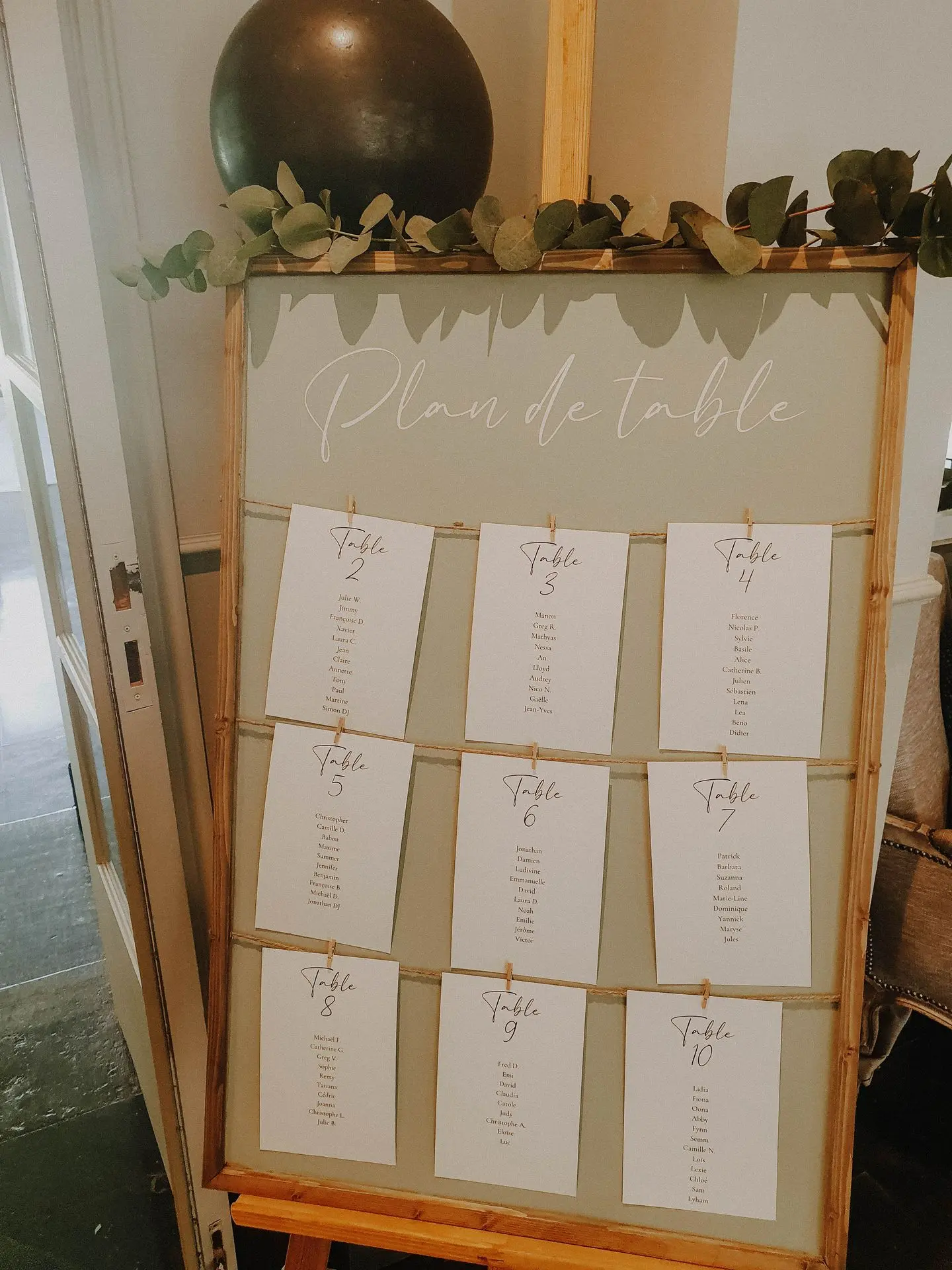 Plan de table avec carterie