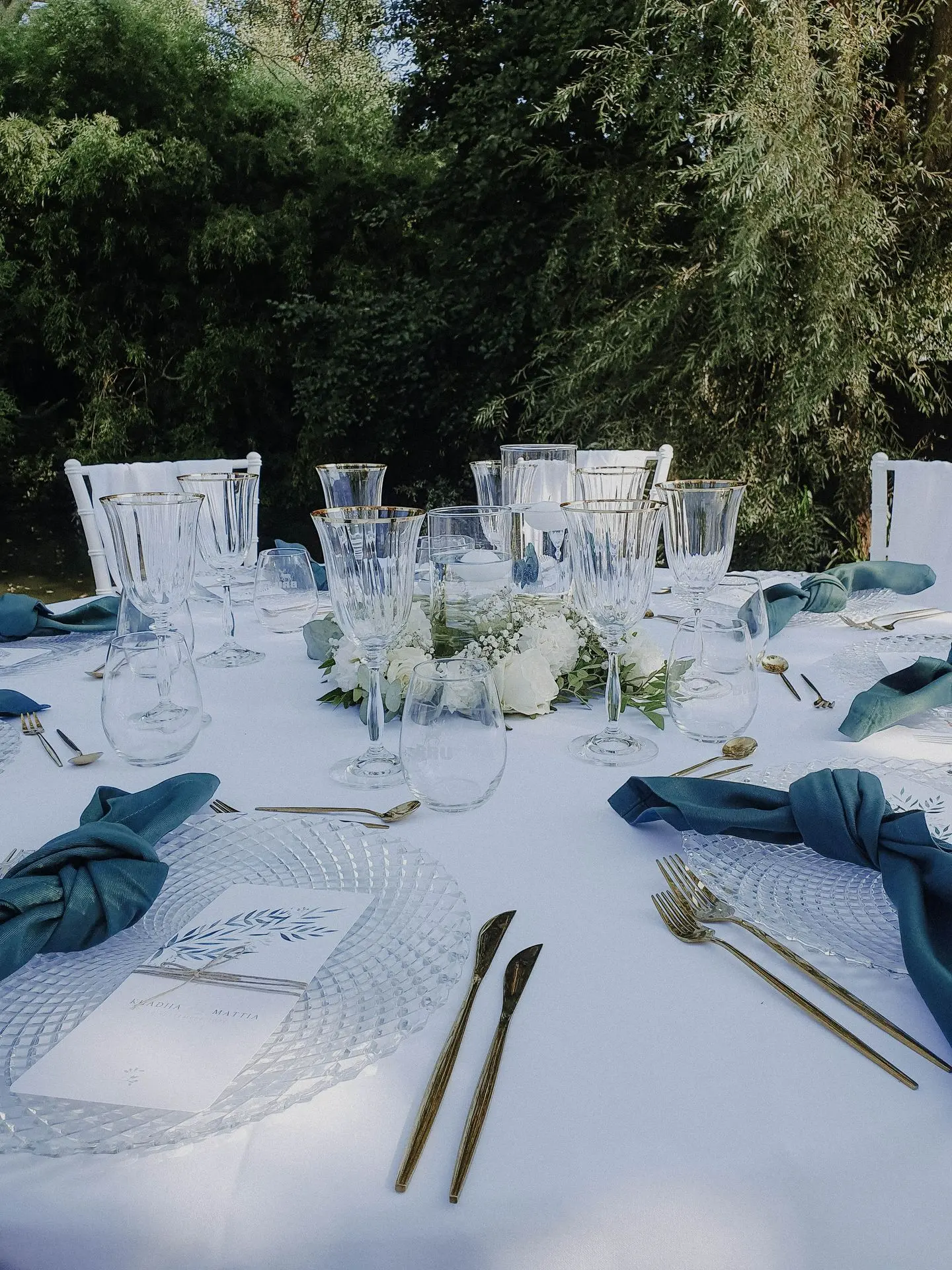 Menu avec serviette verte