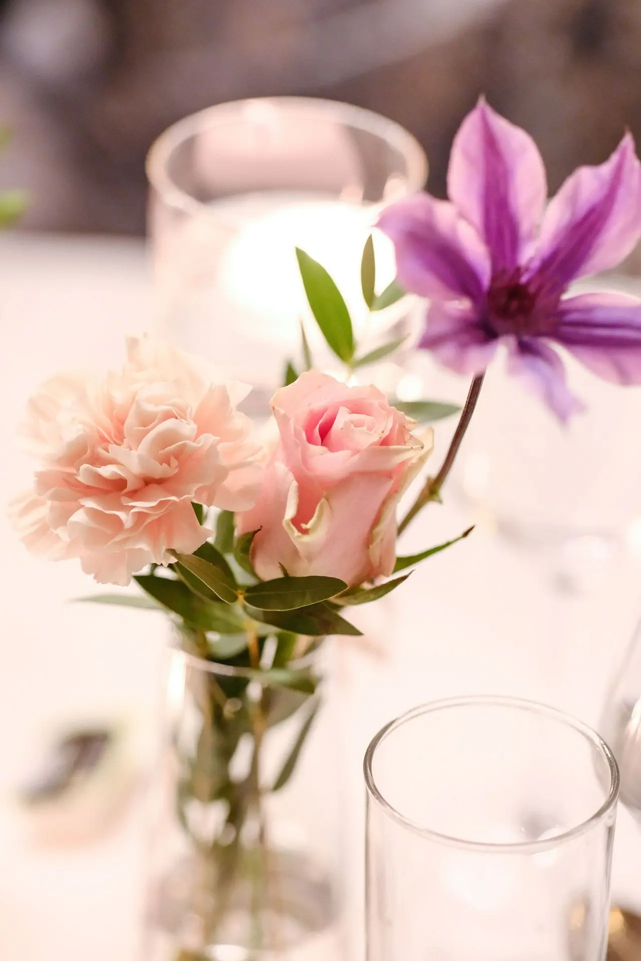 Soliflore fleurie : rose et lilas