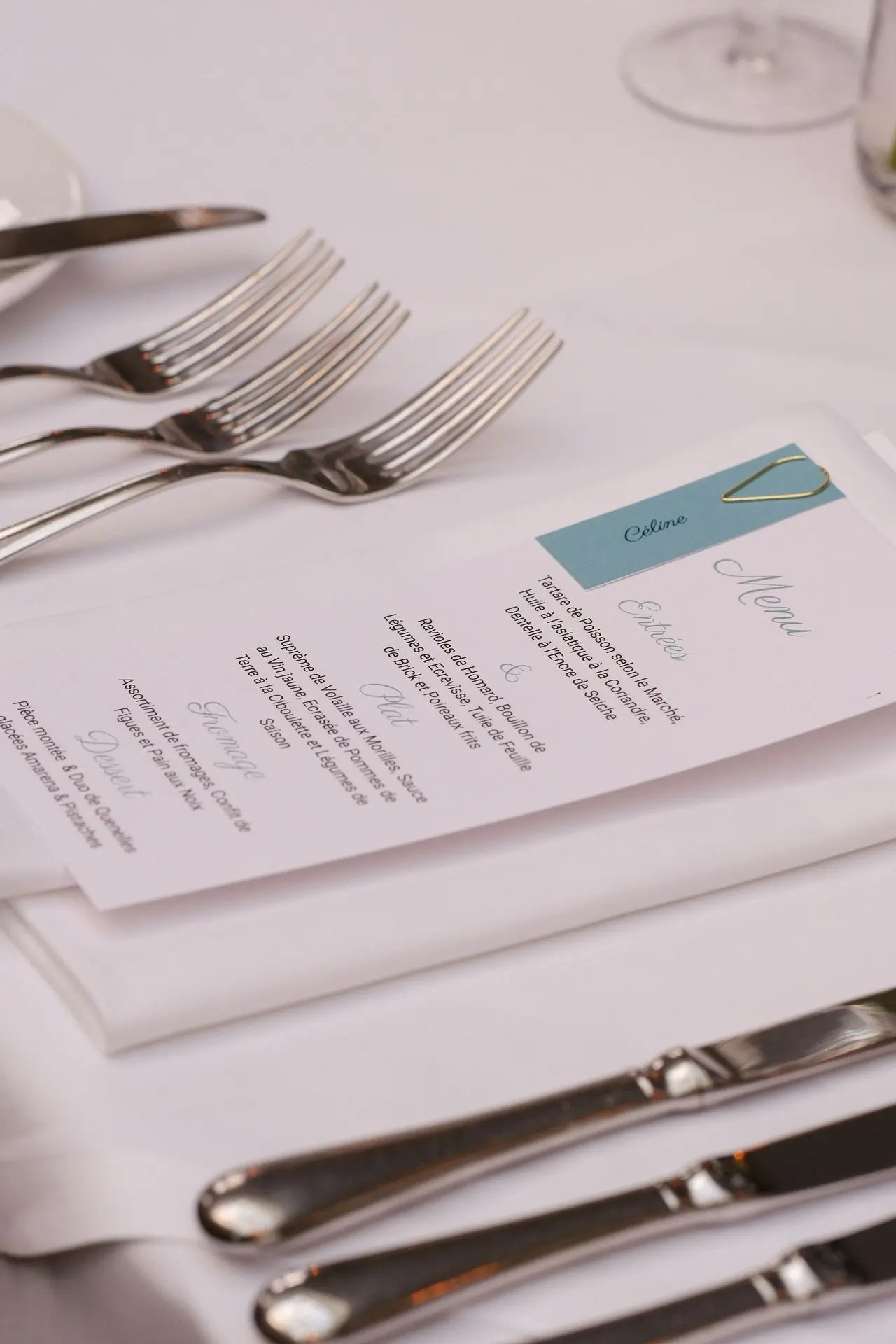 Menu et marque place mariage