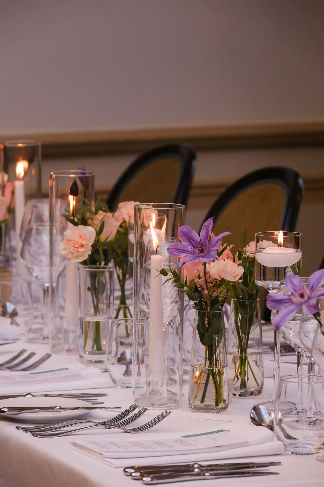 Petit vase fleurie & bougie mariage