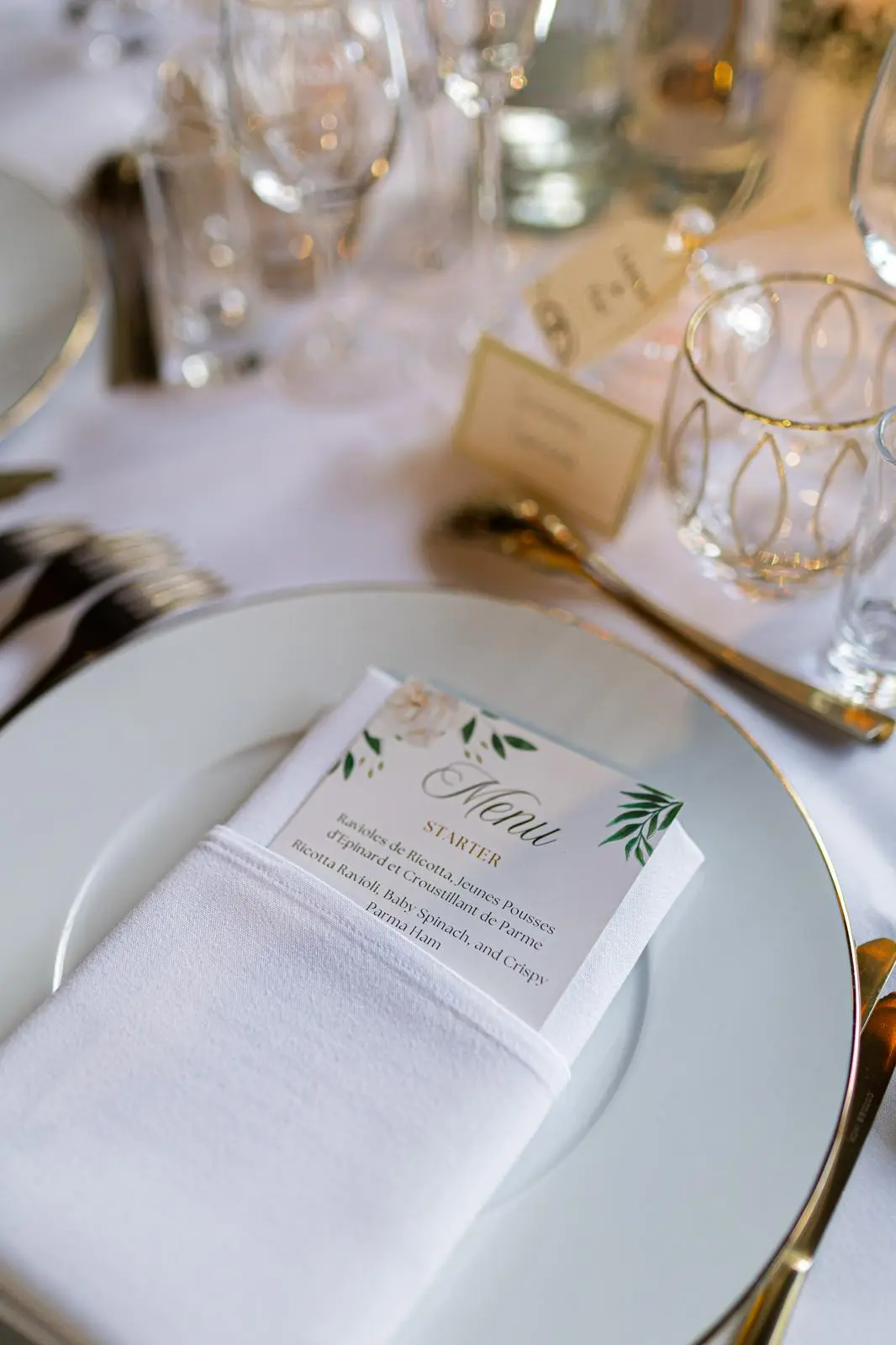 Menu dans une serviette