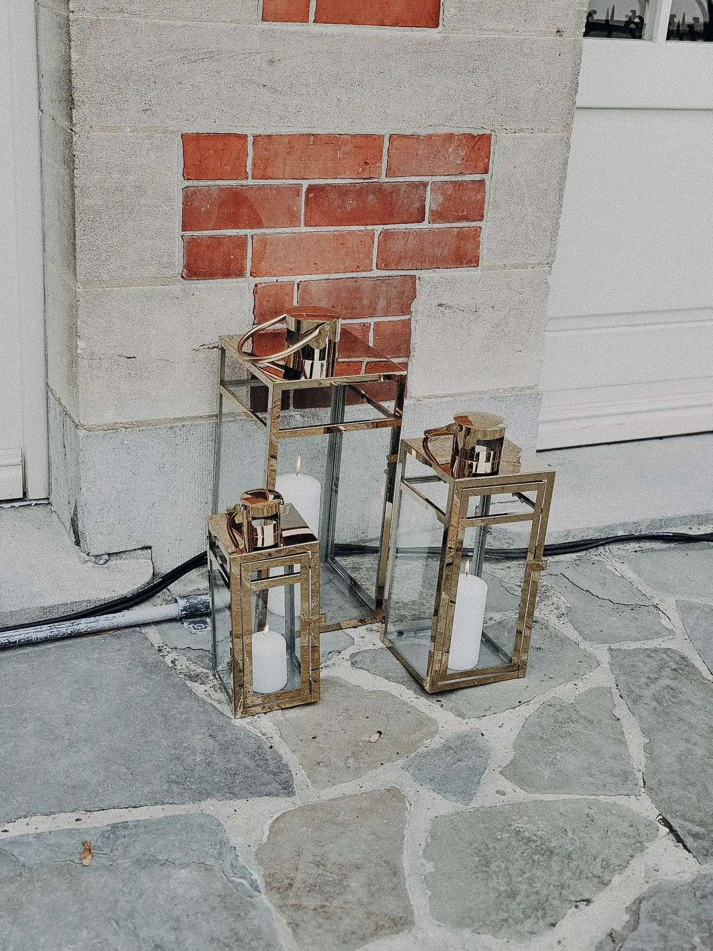 Trio de lanterne doré