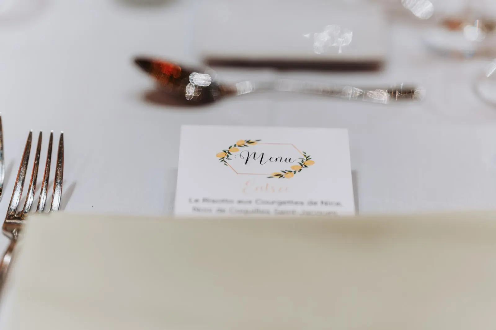 Menu mariage avec citron