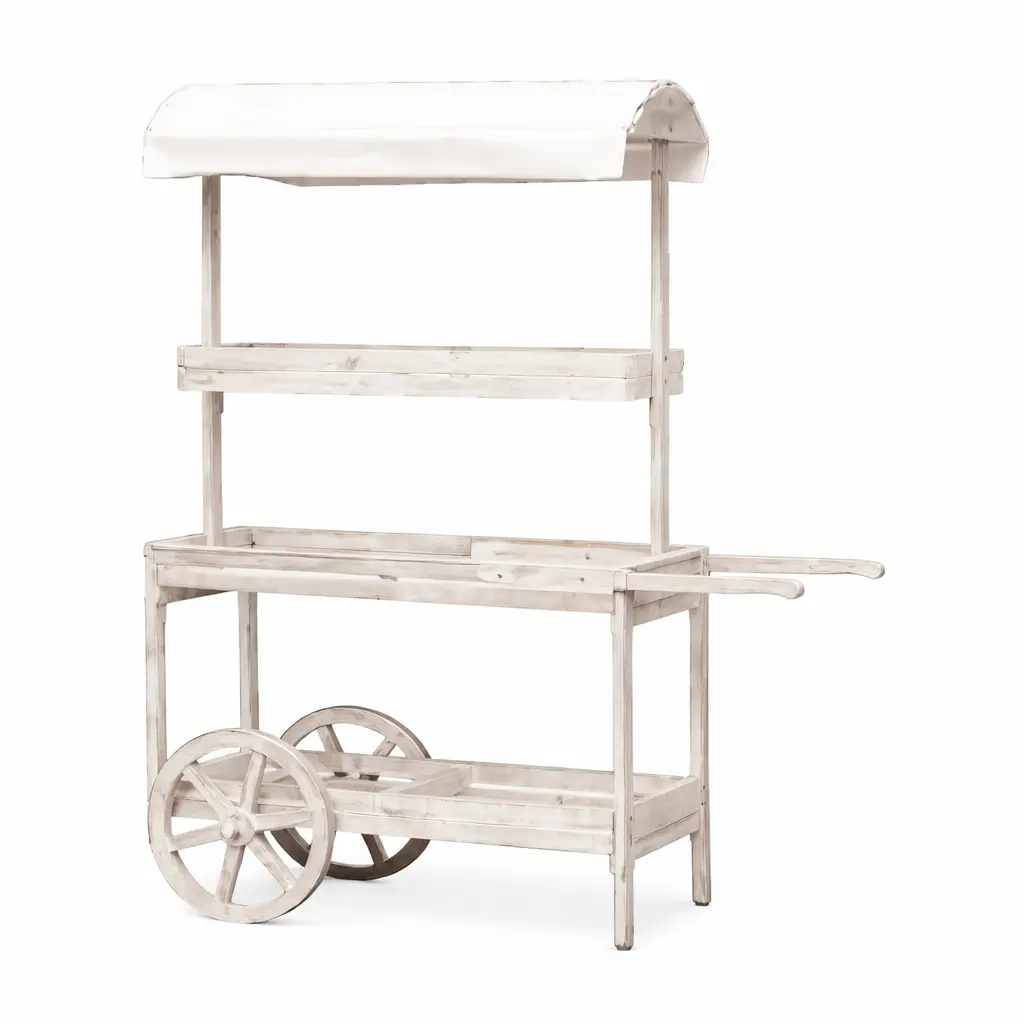 Charrette blanche en bois