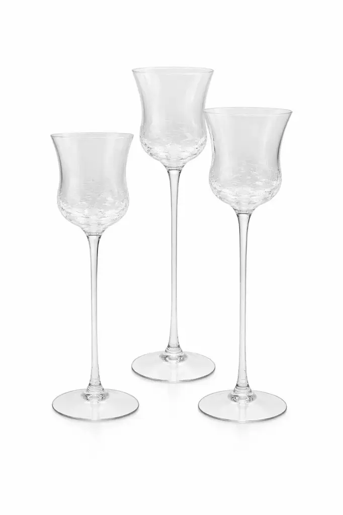 3 photophores craquelés sur pied 