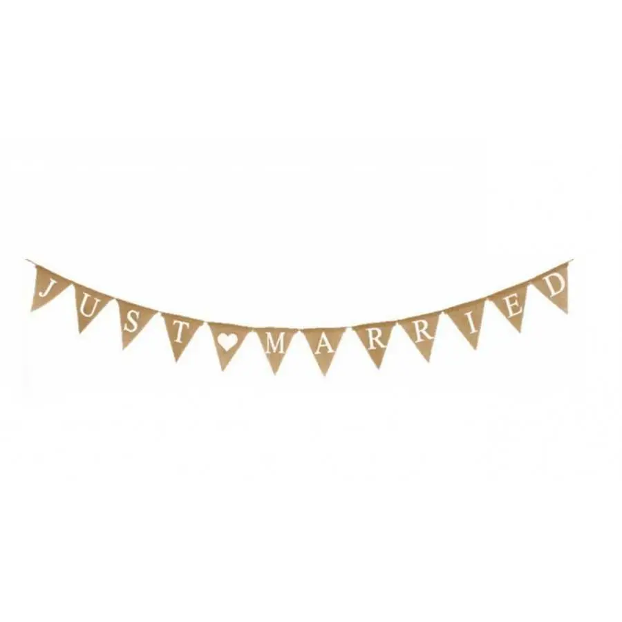 Guirlande fanion toile de jute Just Married