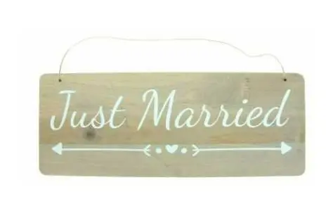 Pancarte bois "Just married"
