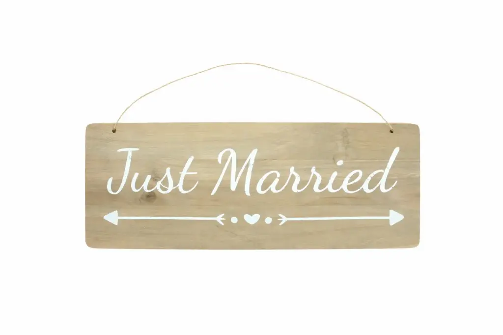 Pancarte bois "Just married"