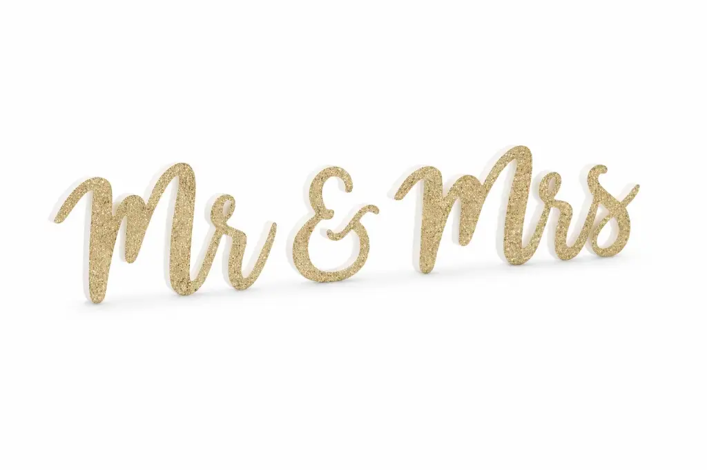 Mr & Mrs en bois or