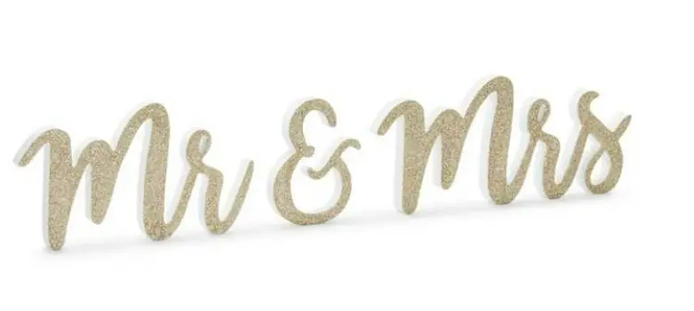 Mr & Mrs en bois or
