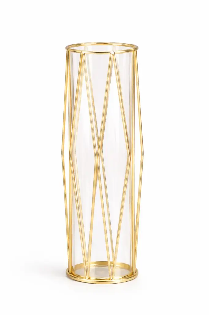 Vase en verre et métal doré