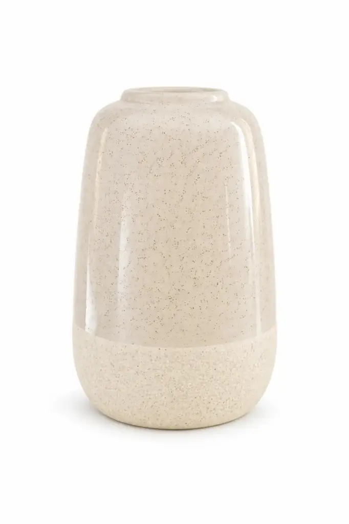 Vase beige moucheté