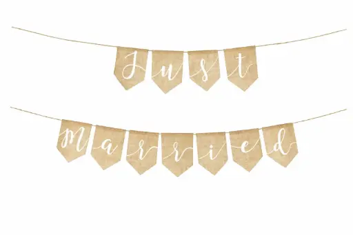 [LOC-2023-034] Guirlande drapeau toile de jute Just Married
