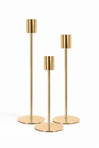 [LOC-2026-015] 3 bougeoirs doré sur pied