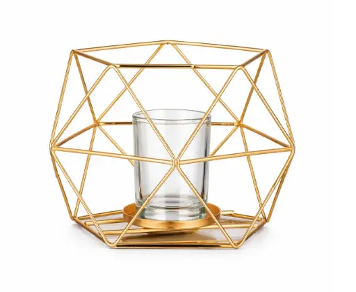 [LOC-2026-031] Bougeoir géométrique doré avec verre